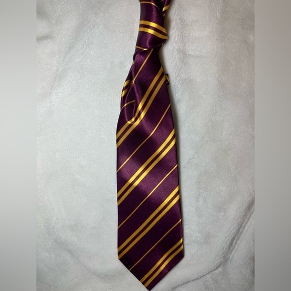 Harry Potter Neck Tie- Burgundy and Gold Stripe- Halloween- Costume- Fast Ship - Picture 1 of 4
